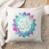 *~*の綿Omの記号の水彩画のはす曼荼羅 クッション (ブランケット)