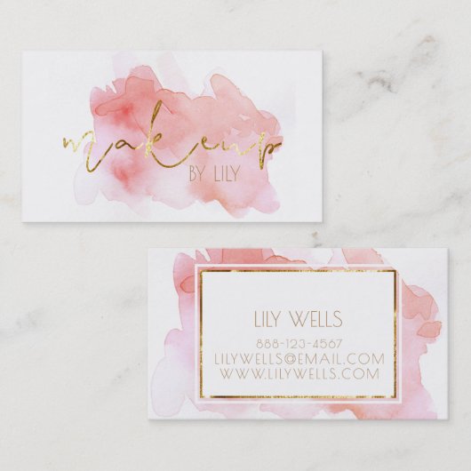 ★の美しいピンクの化粧ビジネス 名刺 (正面/裏面)