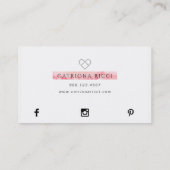 ★の美しいピンクの水彩画のハートのロゴ 名刺 (裏面)