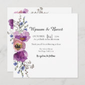 の美結婚しいフローラスクアカードテンプレートベクトル 招待状 (正面/裏面)