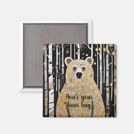 の考えかわいいクマの抱擁 マグネット (正面/裏面)