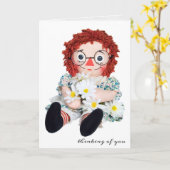 の考える人形とデイジー カード (黄色い花)