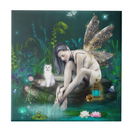 の考える妖精 タイル (正面)