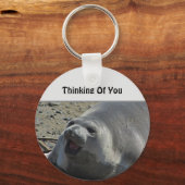 の考える灰色の象の封印海動物 キーホルダー (正面)