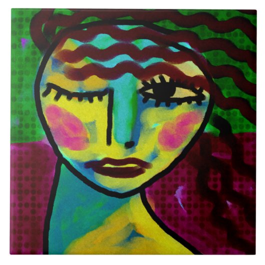 の考えオリジナル抽象芸術デジ絵画タル タイル (正面)