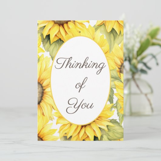 の考えカスタマイズ可能な水彩ひまわり花 シーズンカード (スタンド正面)