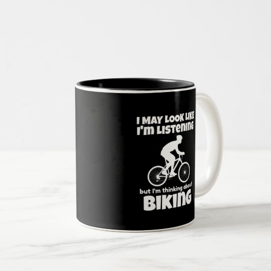 の考えサイクリングについておもしろい ツートーンマグカップ (正面右)