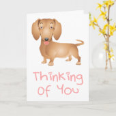 の考えダックシュント子犬ノートカード カード (黄色い花)