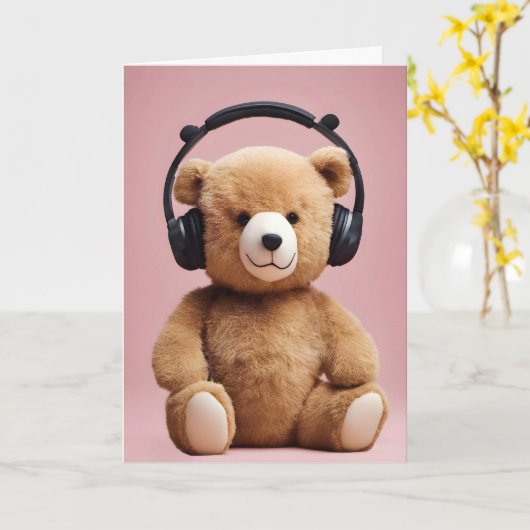 の考えテディベア カード (黄色い花)