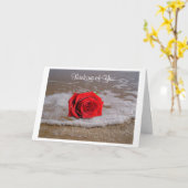 の考えビーチグリーティングカードに赤いローズ カード (黄色い花)