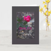 の考えピンクのバラのモノクロ写真 カード (黄色い花)