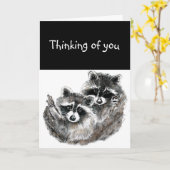 の考えラクーンの動物気には カード (黄色い花)