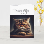 の考え不機嫌な猫のおもしろい カード (黄色い花)