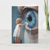 の考え小さな女の子涙を拭く遠くに カード (正面)