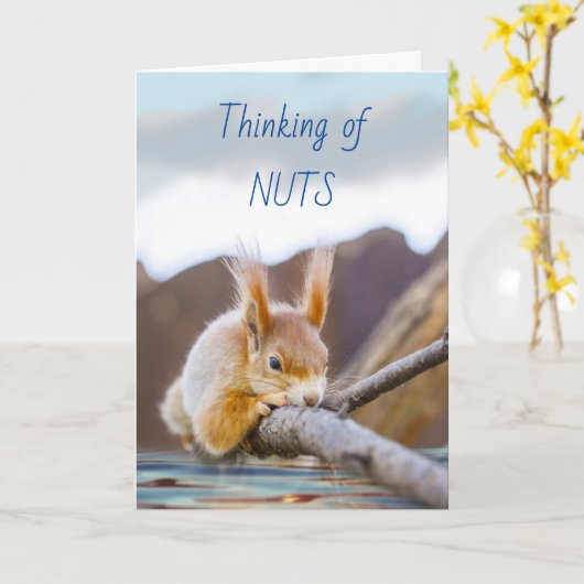 の考え木の実とあなたはもちろんリスと カード (黄色い花)