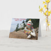 の考え猿の友情 カード (黄色い花)