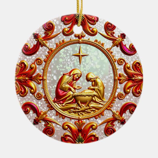 ～の聖降誕祭を厩舎で行う セラミックオーナメント (正面)
