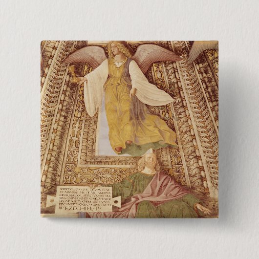 の聖餐杯を保持するEzekielおよび天使 缶バッジ (正面)