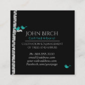 *~*の育樹専門家の木の医者樺の木の青の鳥 スクエア名刺 (裏面)