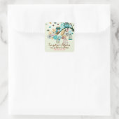 の背結婚景かわいいフクロウのペアの木のブランチ2 スクエアシール (バッグ)