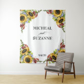 の背結婚景ひまわりブルゴーニュ花 タペストリー (インサイチュ)