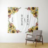 の背結婚景ひまわりブルゴーニュ花 タペストリー (インサイチュ(横))