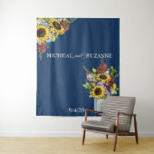 の背結婚景ひまわりメイソン・ジャー・ブルゴーニュ海軍 タペストリー (インサイチュ)