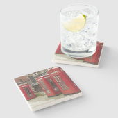 の背面にある電話ボックスの王室の列 ストーンコースター (横)