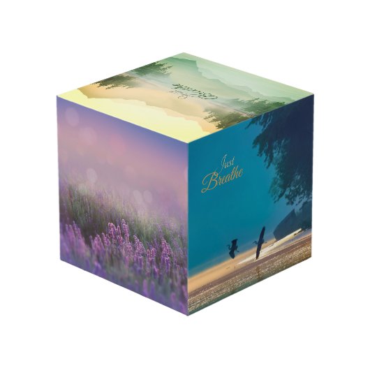 の自然リラックス画像が紙重を吸い込む フォトキューブ (裏面アングル)