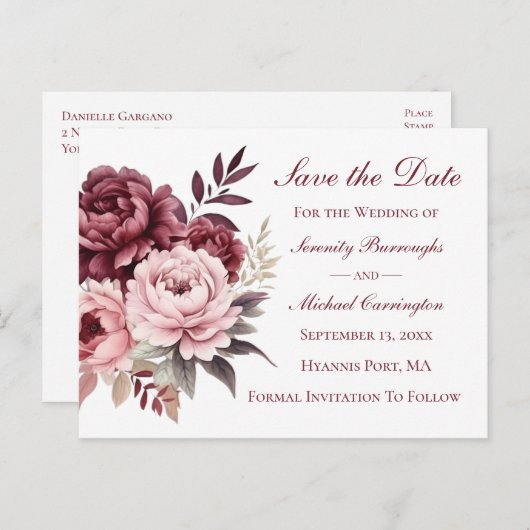 の航海のいかりネイビ結婚ー・ブルー日付を保存 ポストカード (正面/裏面)