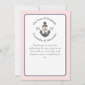 の航海のフローラいかりネイビー・ブルーとピンク サンキューカード (裏面)