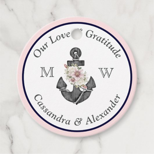 の航海のフローラいかりネイビー・ブルーとピンク フェイバータグ (正面)