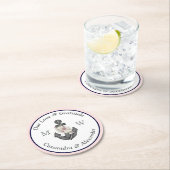 の航海のフローラいかりネイビー・ブルーとピンク ラウンドペーパーコースター (インサイチュ)