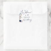 の航海のフローラ結婚いかりネイビーブルーウェルカム スクエアシール (バッグ)