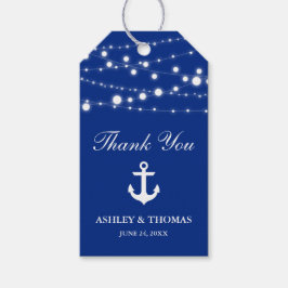 の航海の結婚いかり文字列ライト青 ギフトタグ