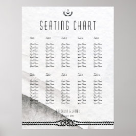 の航海の結婚座席表18x24灰色の白 ポスター