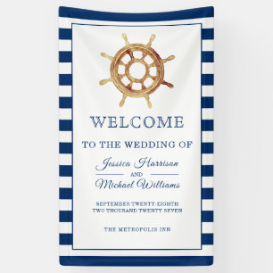 の航海の結婚海軍の水色のステアリングホイール 横断幕