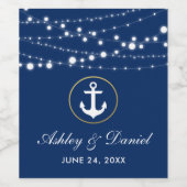 の航海の結婚String Lights Navy Blue金ゴールド ワインラベル (シングルラベル)