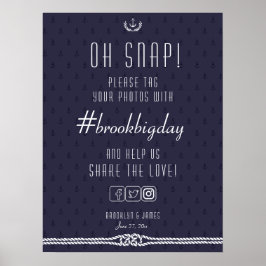 の航海のHashtag Sign 18x24青いいかり ポスター