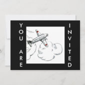 |の航空招待状を引く飛行機のヴィンテージ 招待状 (正面)