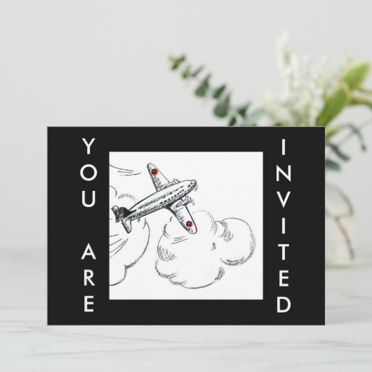 |の航空招待状を引く飛行機のヴィンテージ 招待状 (スタンド正面)