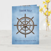 の船の車輪、舵輪ありがとう カード (黄色い花)