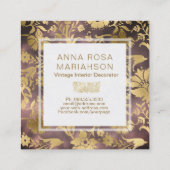 *~*の花のアールデコの金ゴールドはパターンを金めっきしました スクエア名刺 (裏面)