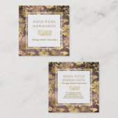 *~*の花のアールデコの金ゴールドはパターンを金めっきしました スクエア名刺 (正面/裏面)