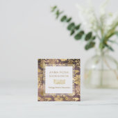 *~*の花のアールデコの金ゴールドはパターンを金めっきしました スクエア名刺 (スタンド正面)