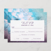 *~*の花のグリッターの青い紫色の水彩画の結婚式 出欠カード (正面/裏面)