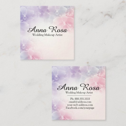 *~*の花のマクロ写真のエレガントなピンクのラベンダー スクエア名刺 (正面/裏面)