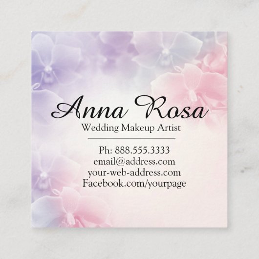 *~*の花のマクロ写真のエレガントなピンクのラベンダー スクエア名刺 (裏面)