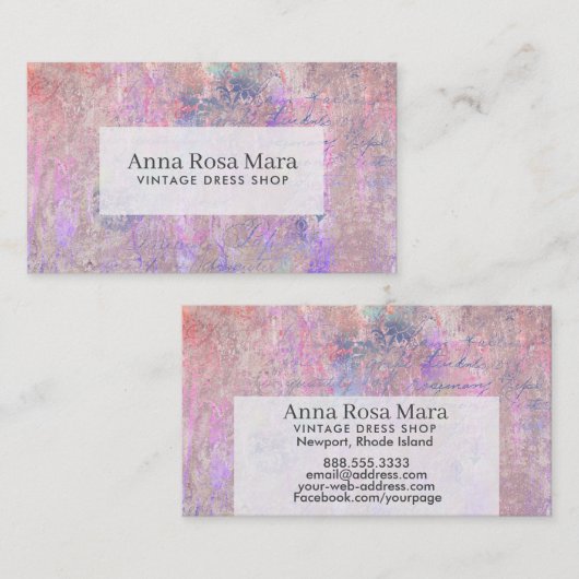 *~*の花のヴィンテージのビクトリアンでモダンなグランジ 名刺 (正面/裏面)