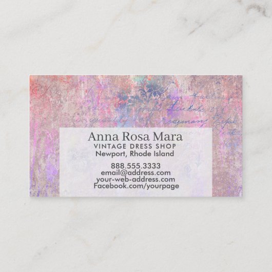 *~*の花のヴィンテージのビクトリアンでモダンなグランジ 名刺 (裏面)